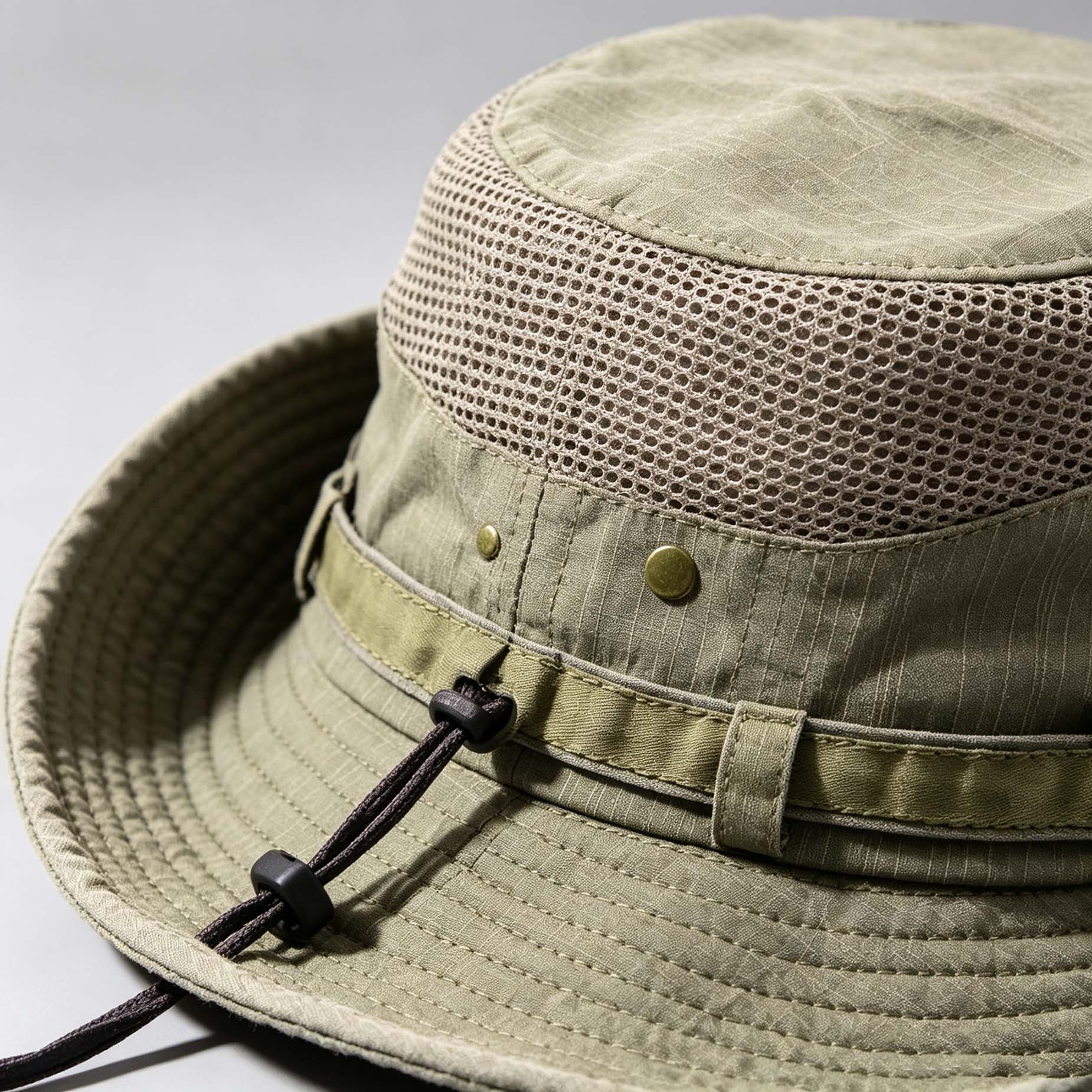 Wide Brim Mesh Bucket Hat, Summer Outdoor UV Protection Fishing Sun Ha